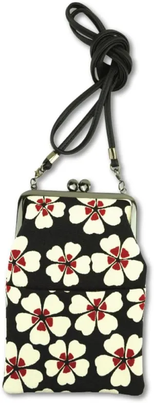 Small Women's Crossbody Handbags [ Made in Japan ] Mini Travel Cell Phone Purses, Kiss Locks with Traditional Edo Komon