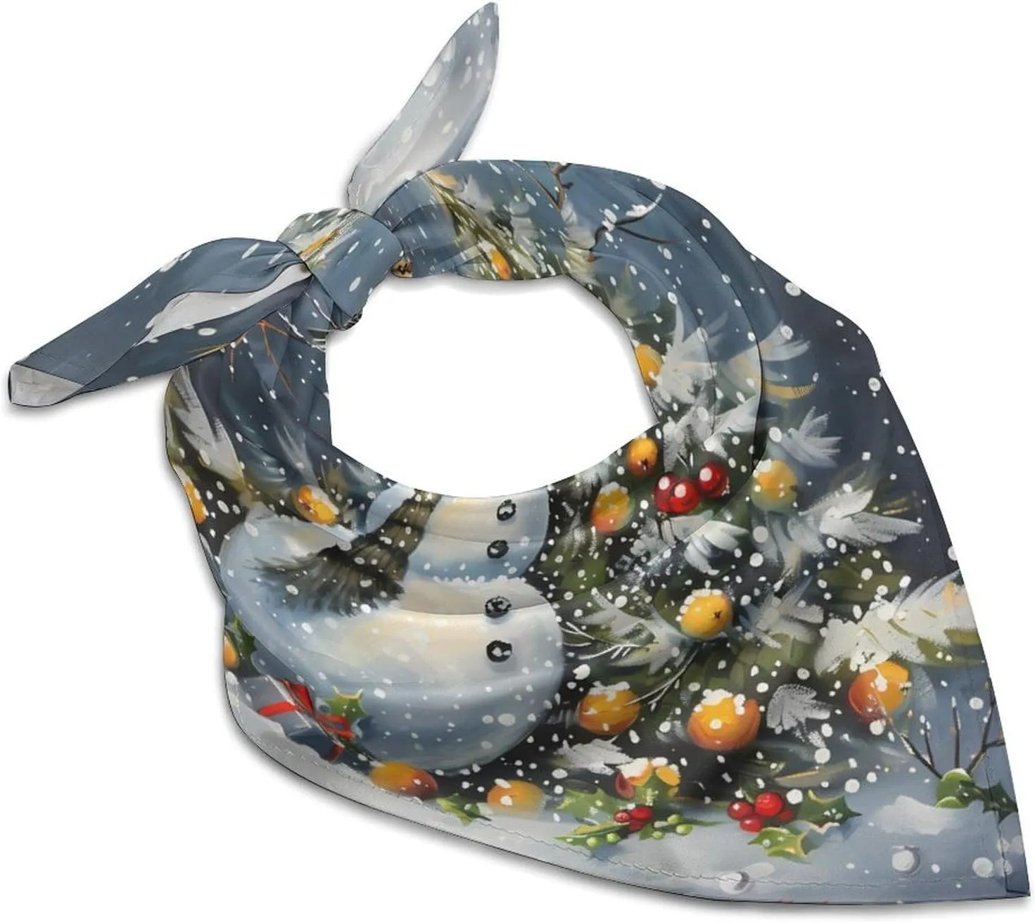 Snowman And Bird Fashion Neck Scarf Head Kerchief Hair Wrap Bandana Headscarf for Women Handbags