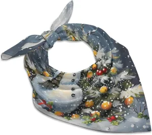 Snowman And Bird Fashion Neck Scarf Head Kerchief Hair Wrap Bandana Headscarf for Women Handbags