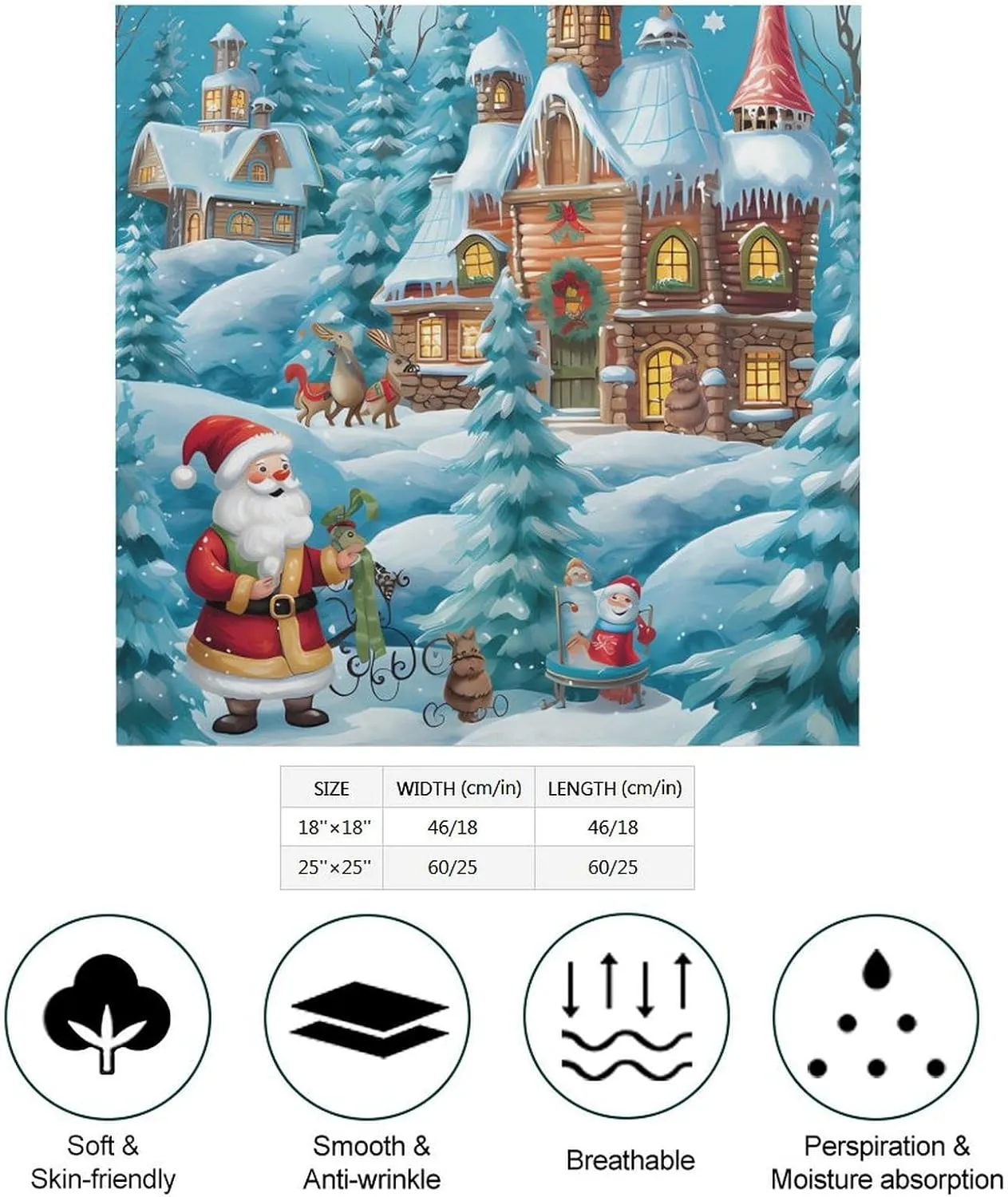 Snowman Gnome And Santas House Fashion Neck Scarf Head Kerchief Hair Wrap Bandana Headscarf for Women Handbags