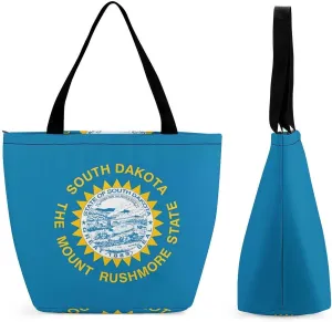 South Dakota State Flag Personalized Shoulder Bag for Women Casual Handbags Shopping Bags Tote Bag for Work Travel