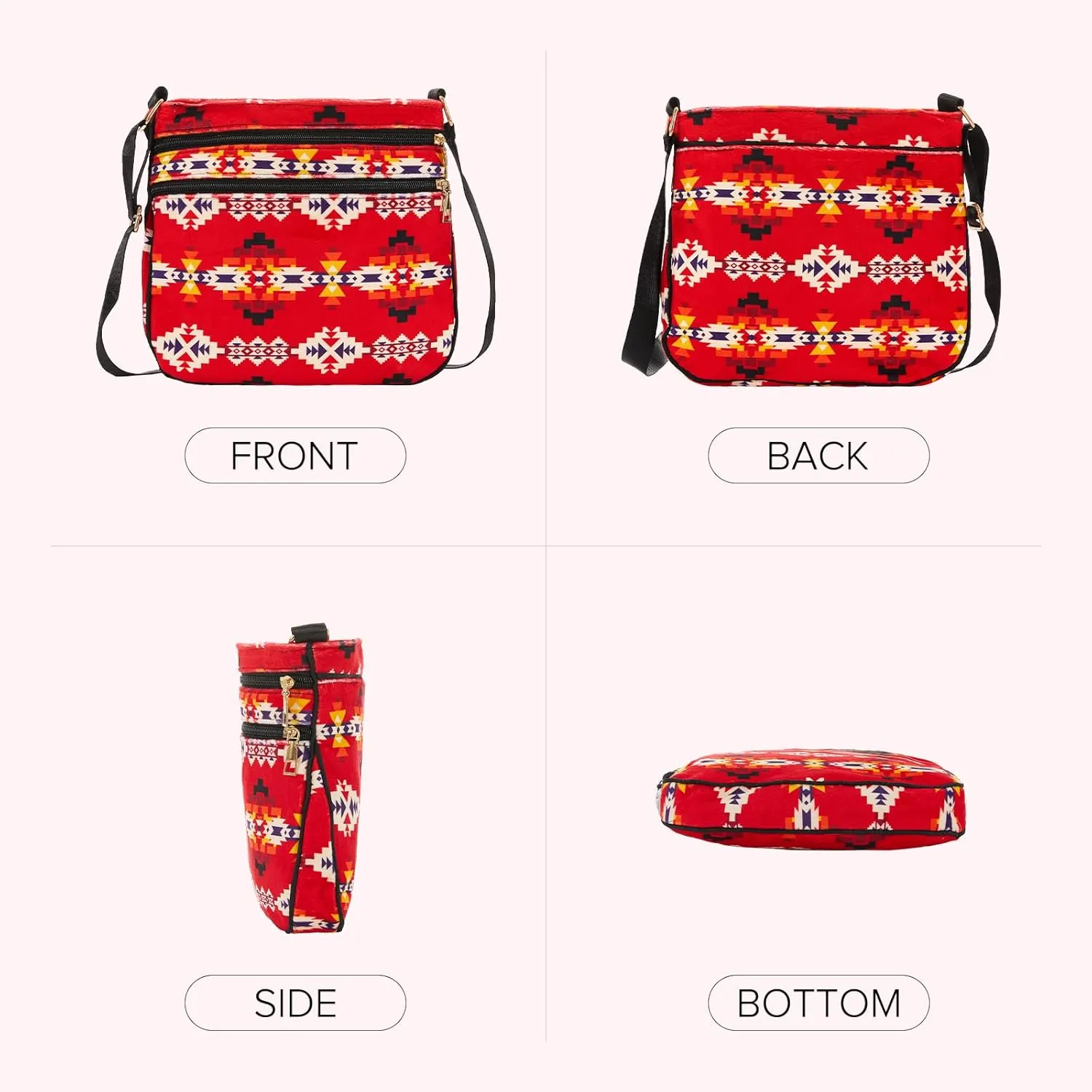 Southwest Crossbody Bag, Shoulder Purse, Lightweight Satchel, Handbags For Women With Adjustable Strap