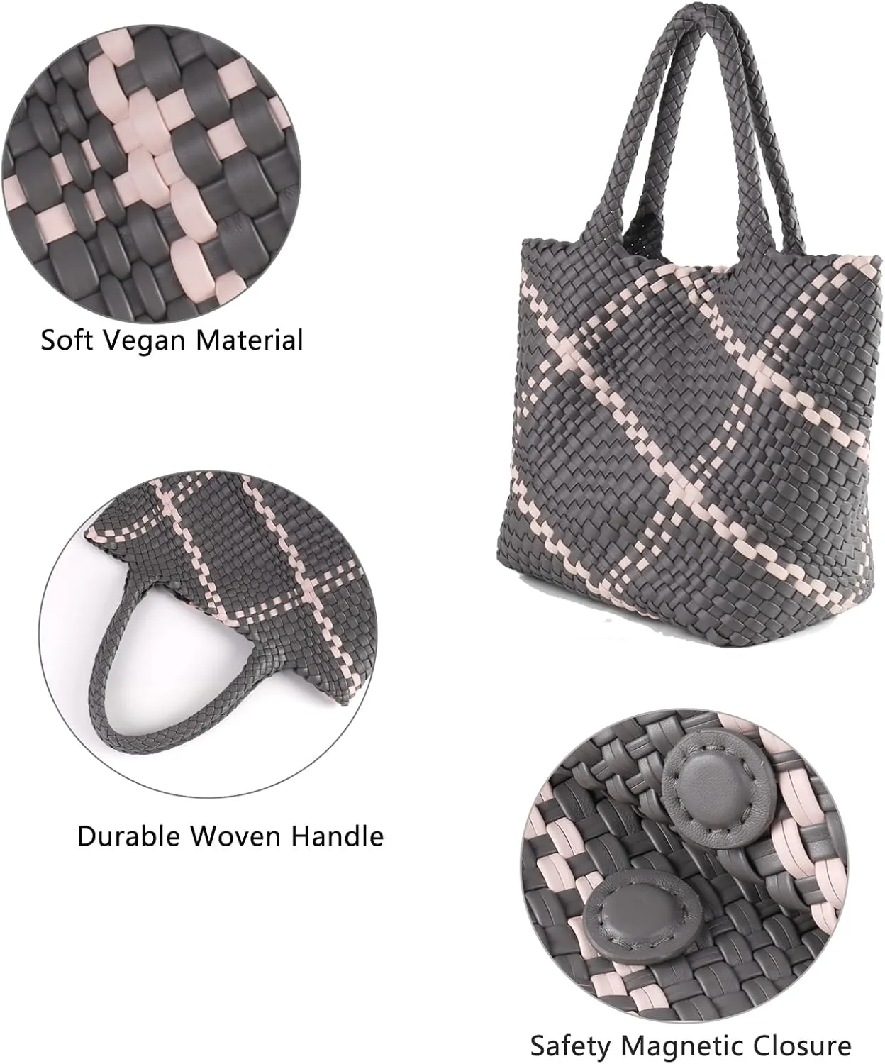 SporGenius Woven Tote Beach Bag with Small Handmade Purse, Large Summer Travel Handbags and Purses