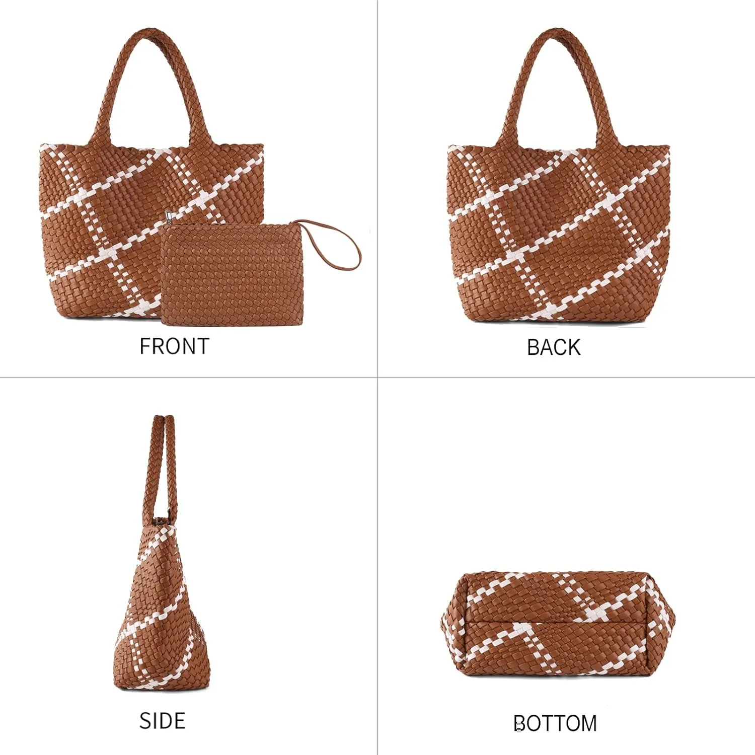 SporGenius Woven Tote Beach Bag with Small Handmade Purse, Large Summer Travel Handbags and Purses