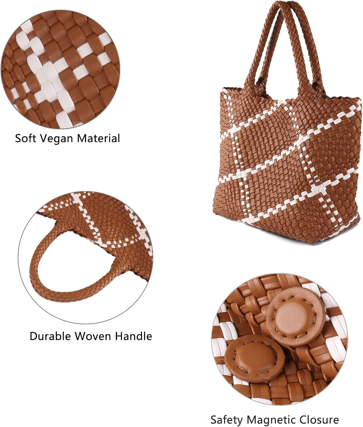 SporGenius Woven Tote Beach Bag with Small Handmade Purse, Large Summer Travel Handbags and Purses