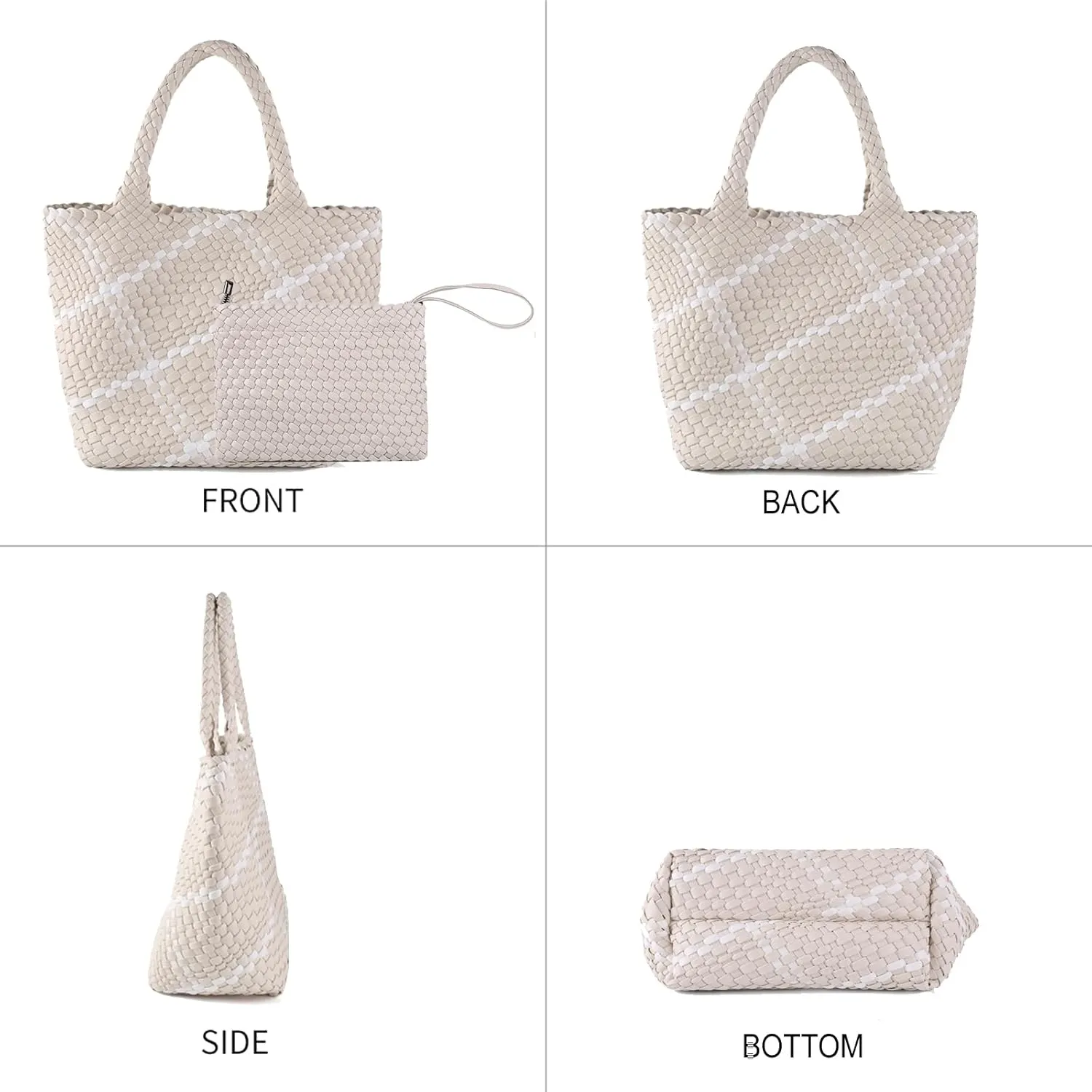 SporGenius Woven Tote Beach Bag with Small Handmade Purse, Large Summer Travel Handbags and Purses