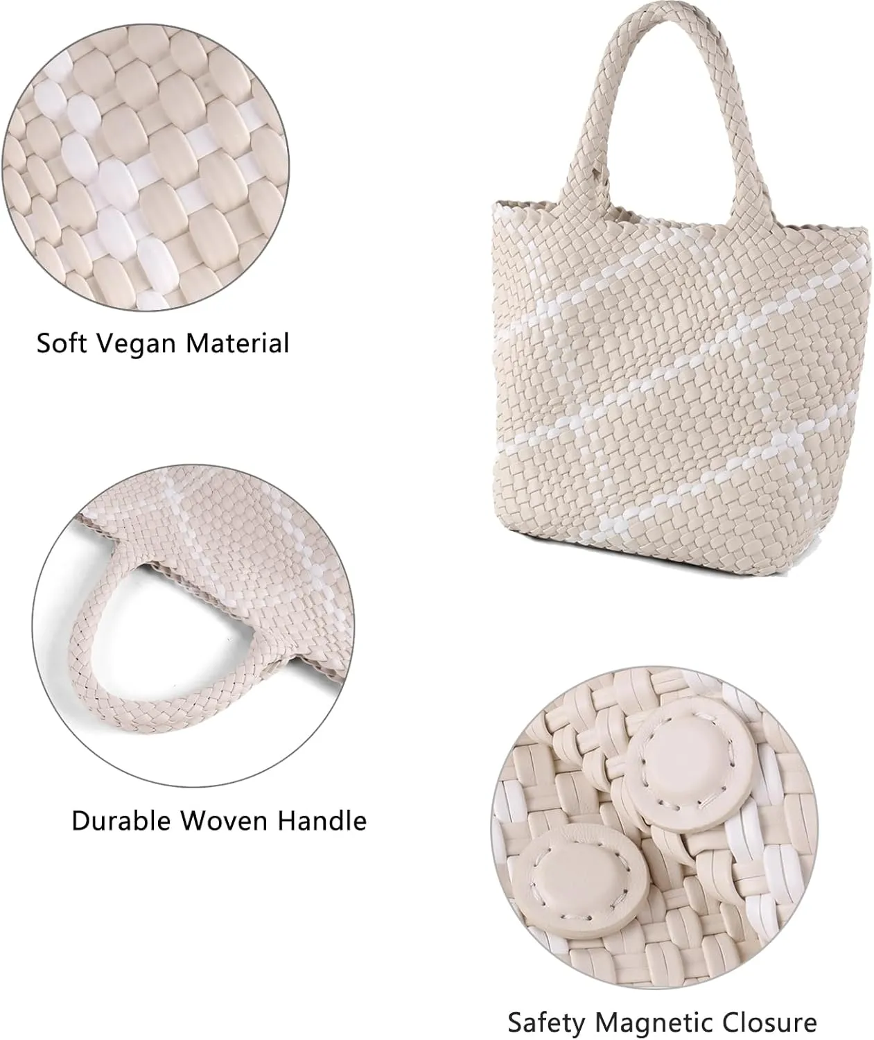 SporGenius Woven Tote Beach Bag with Small Handmade Purse, Large Summer Travel Handbags and Purses