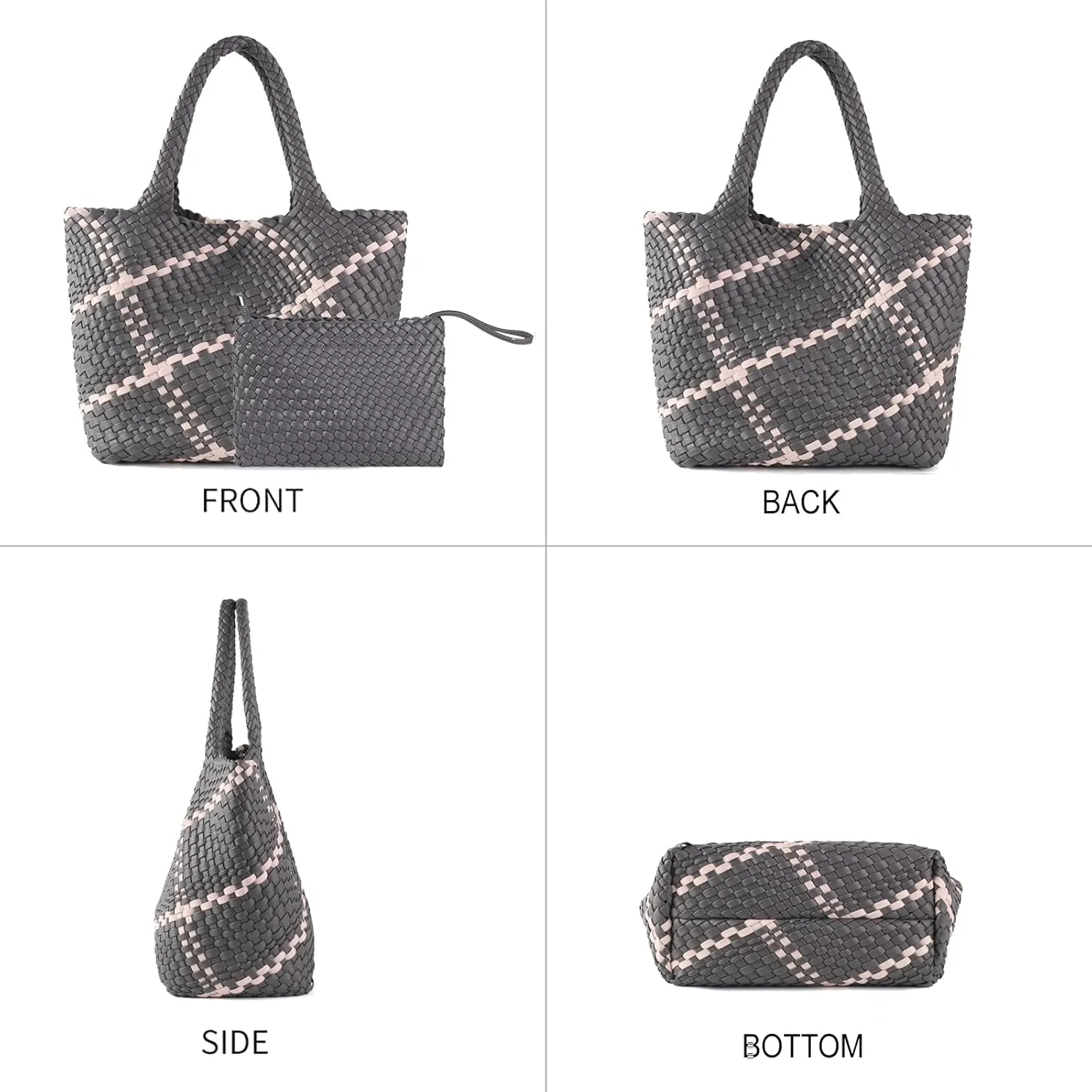 SporGenius Woven Tote Beach Bag with Small Handmade Purse, Large Summer Travel Handbags and Purses