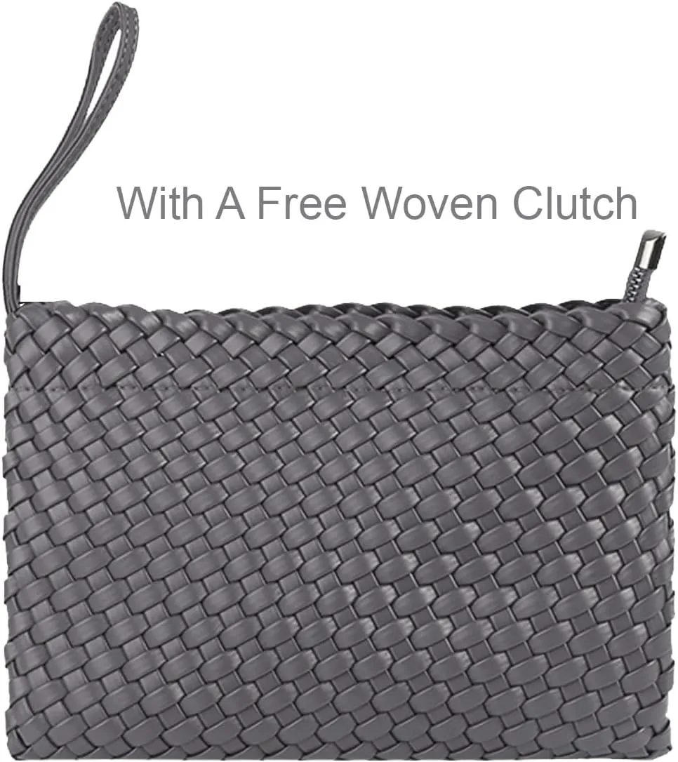 SporGenius Woven Tote Beach Bag with Small Handmade Purse, Large Summer Travel Handbags and Purses