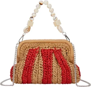 Straw Purses and Handbags，Clutch Purses for Women Casual，Small Woven Purse，Summer Purse Crossbody for Beach Party