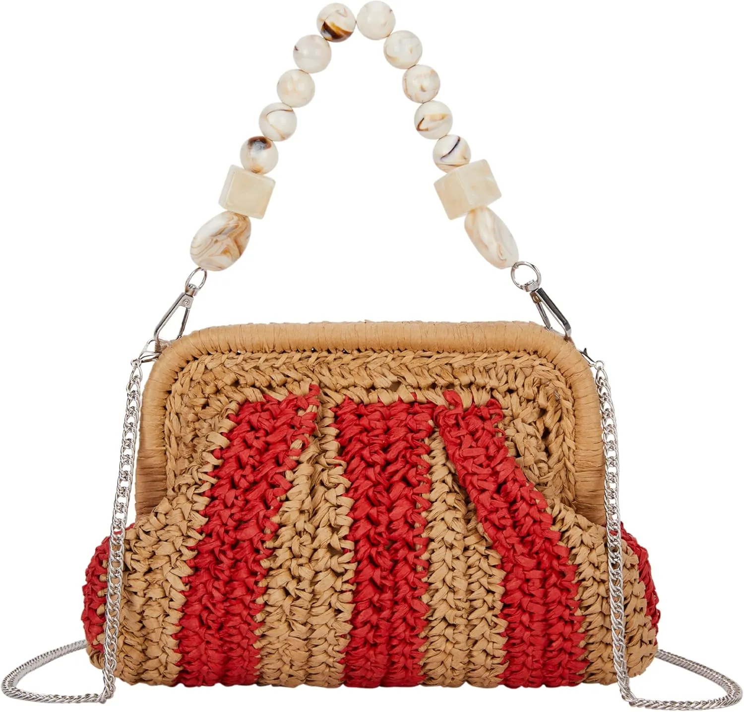 Straw Purses and Handbags，Clutch Purses for Women Casual，Small Woven Purse，Summer Purse Crossbody for Beach Party