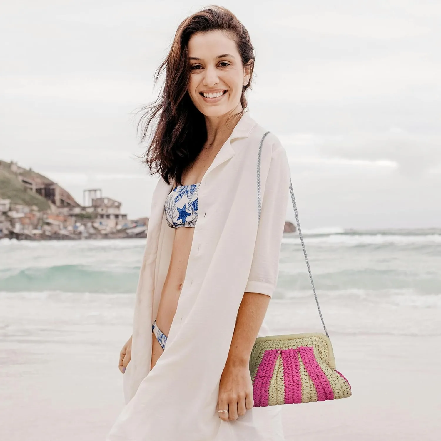 Straw Purses and Handbags，Clutch Purses for Women Casual，Small Woven Purse，Summer Purse Crossbody for Beach Party