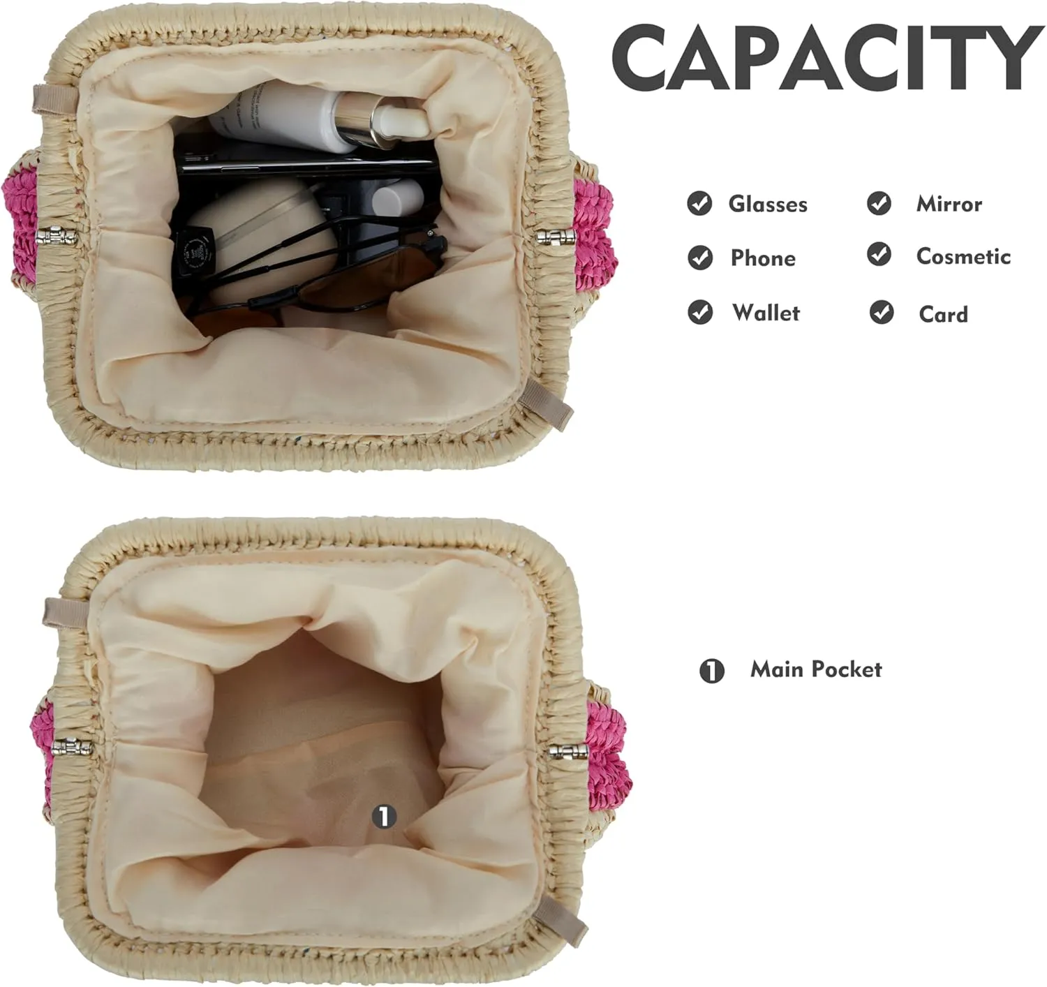 Straw Purses and Handbags，Clutch Purses for Women Casual，Small Woven Purse，Summer Purse Crossbody for Beach Party