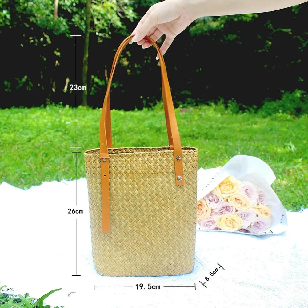Straw Purses for Women Summer Beach Bag Resort Bag French Style Straw Tote Trendy Shoulder Purse Underarm Vacation Handbags