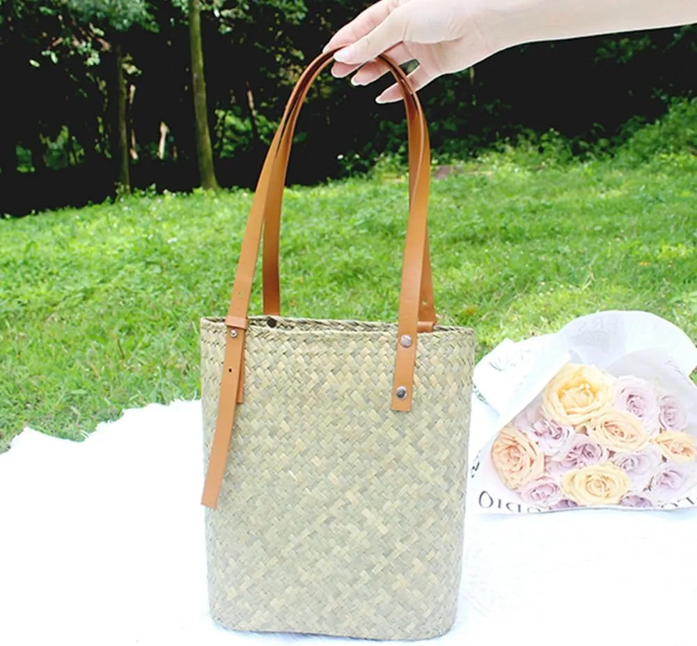 Straw Purses for Women Summer Beach Bag Resort Bag French Style Straw Tote Trendy Shoulder Purse Underarm Vacation Handbags