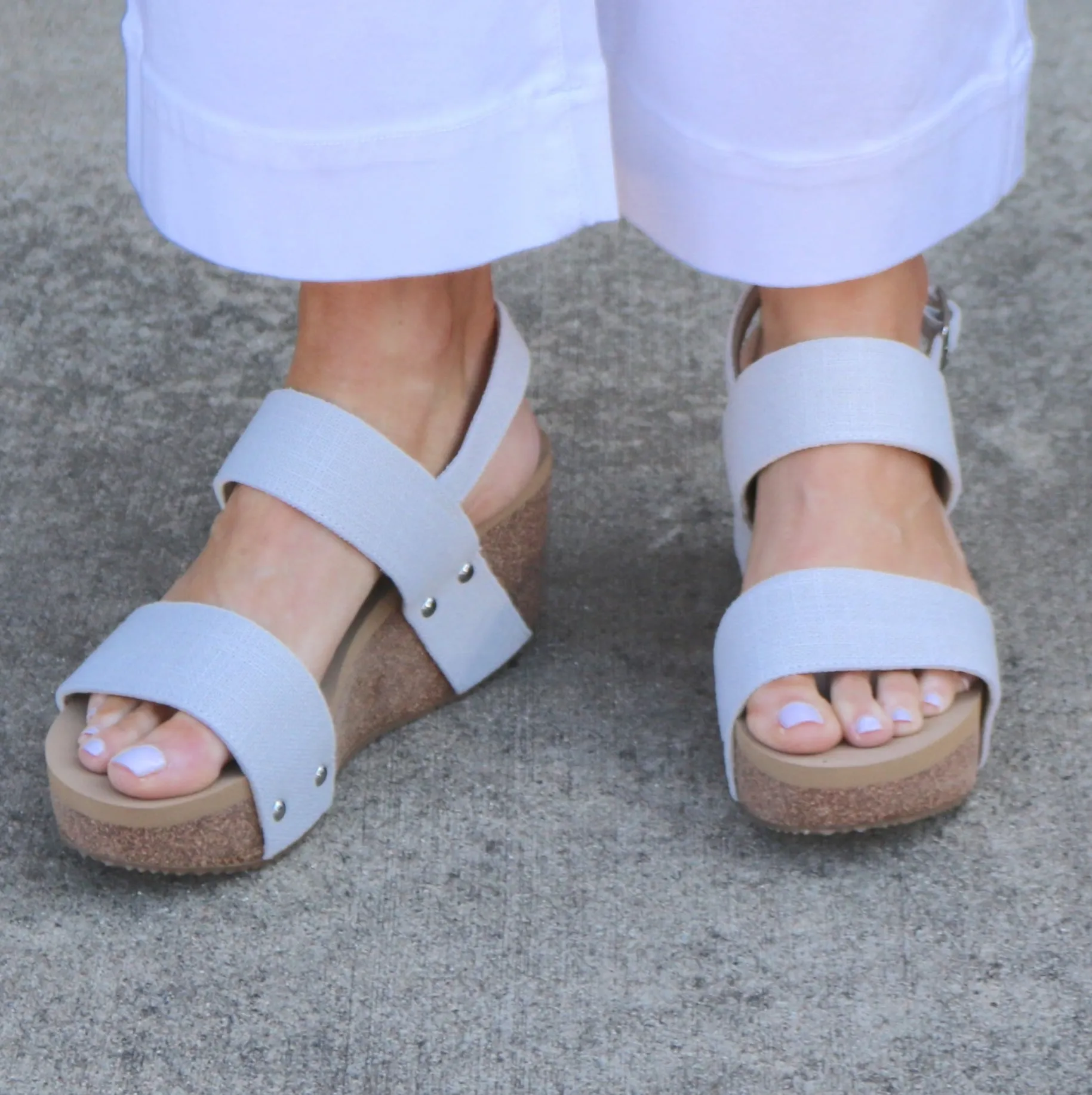 Summer love Linen Strap Wedge Sandal