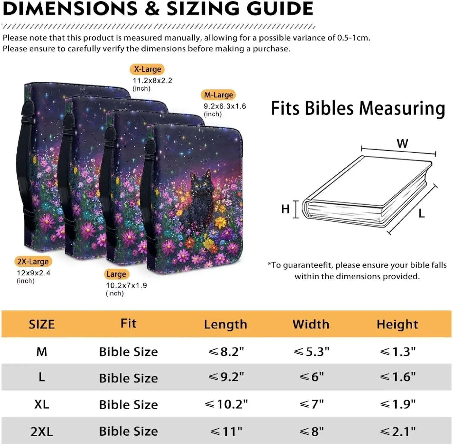 Suobstales Galaxy Cat Daisy Print Bible Cover for Women Men PU Leather Makeup Organizer Expand Brief Case Journal Case Christian Purses Handbags, XL