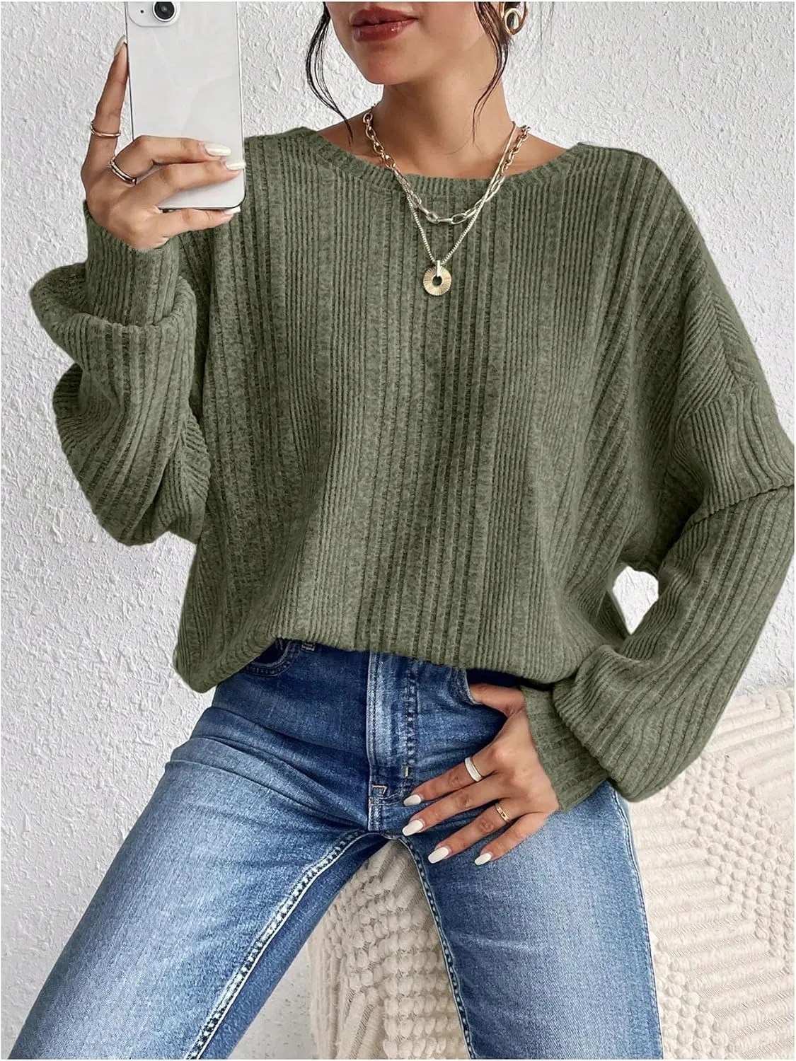 SweatyRocks Women's Criss Cross Round Neck Pullover Sweaters Long Sleeve Loose Cut Out Back Knit Tee Tops Backless Shirts