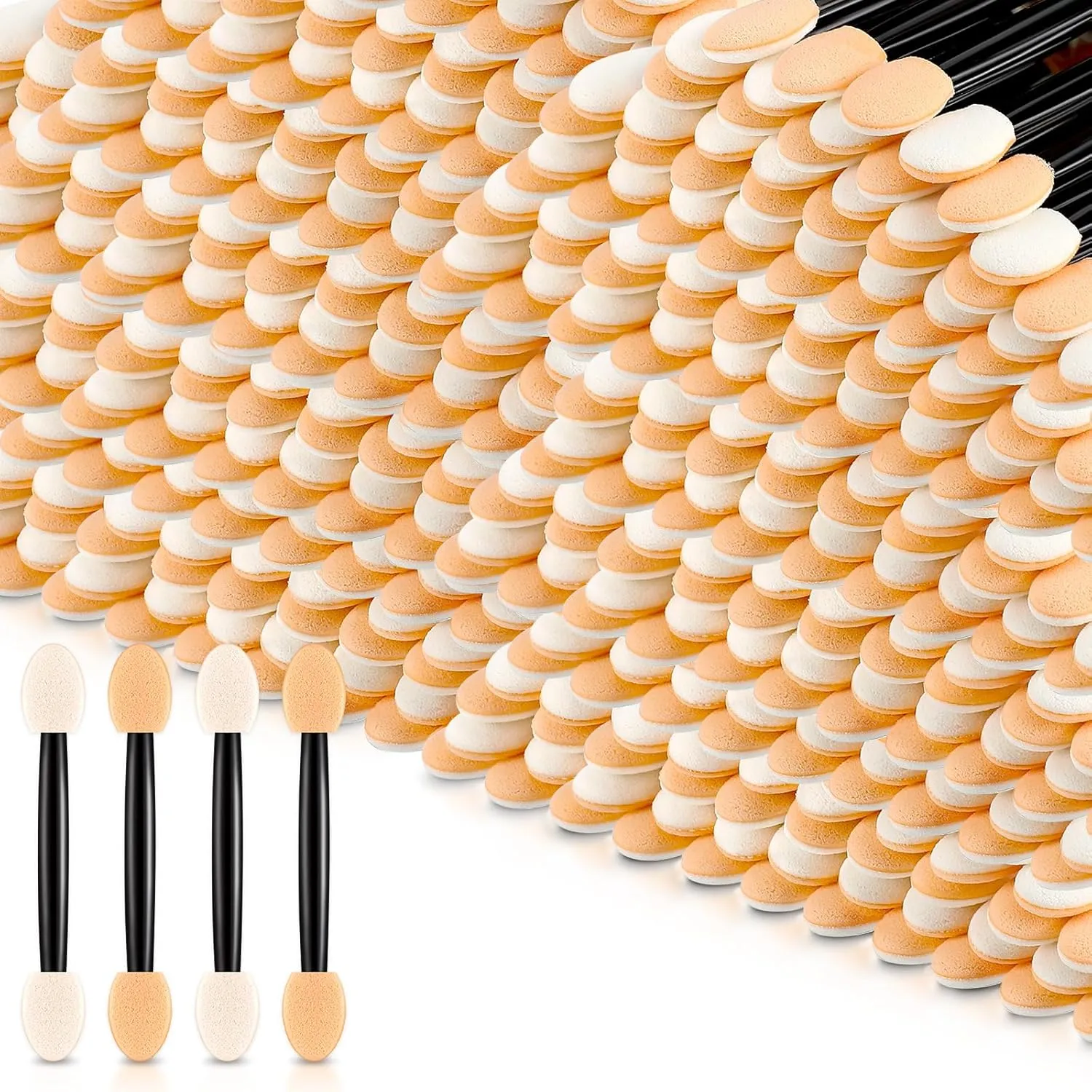 Tanlade 500 Pcs Eyeshadow Applicators Disposable Eye Makeup Brushes Eyeshadow Double Sided Sponge Brushes for Women Lady Girls(2.56 Inch,Black, Nude, White)