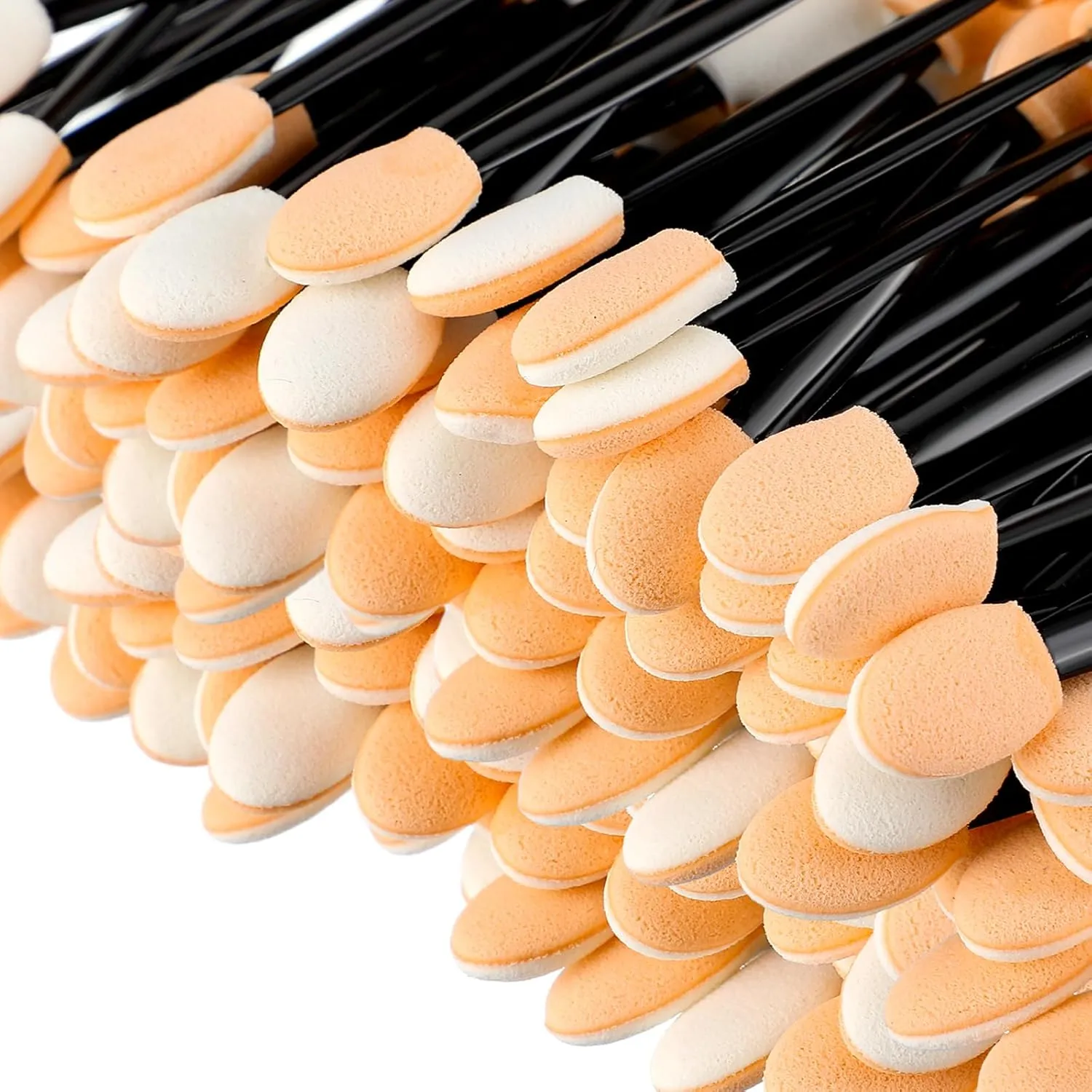 Tanlade 500 Pcs Eyeshadow Applicators Disposable Eye Makeup Brushes Eyeshadow Double Sided Sponge Brushes for Women Lady Girls(2.56 Inch,Black, Nude, White)