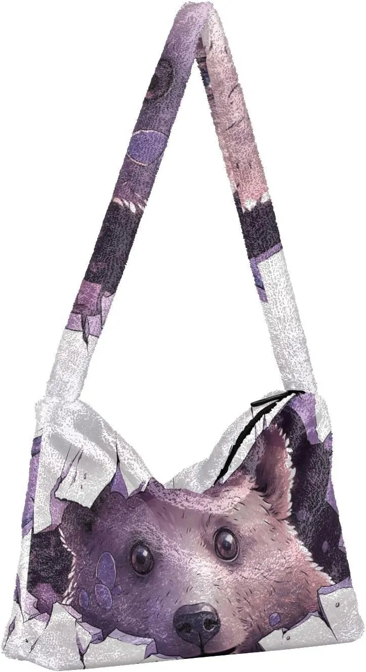Tig and Reflection Women Plush Shoulder Bag, Womens Shoulder Tote Bag, Handbags for Women Shoulder Bag