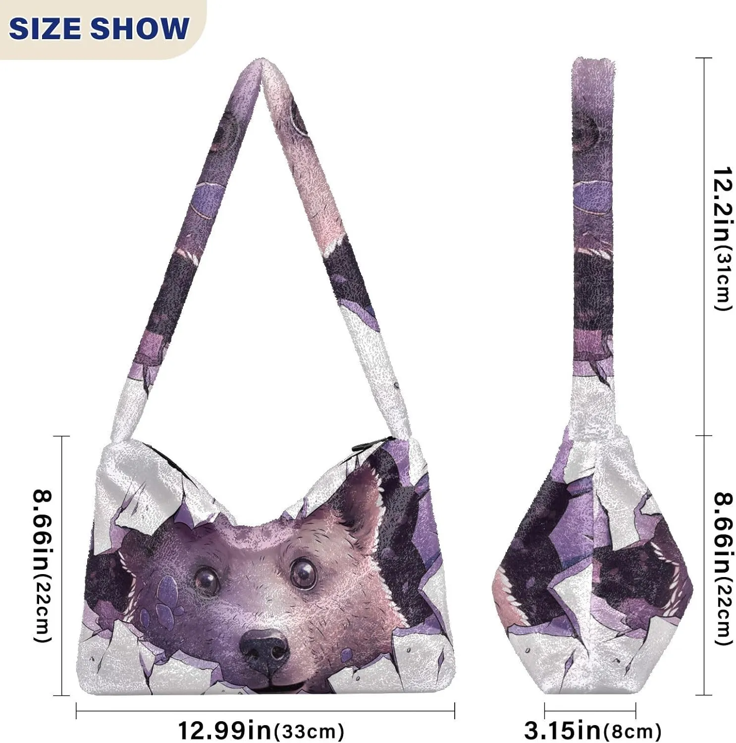 Tig and Reflection Women Plush Shoulder Bag, Womens Shoulder Tote Bag, Handbags for Women Shoulder Bag