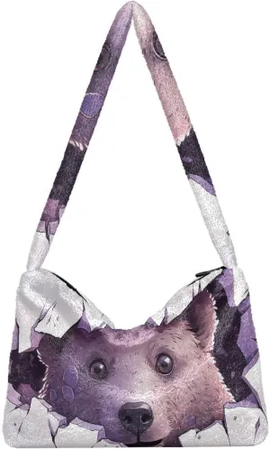 Tig and Reflection Women Plush Shoulder Bag, Womens Shoulder Tote Bag, Handbags for Women Shoulder Bag