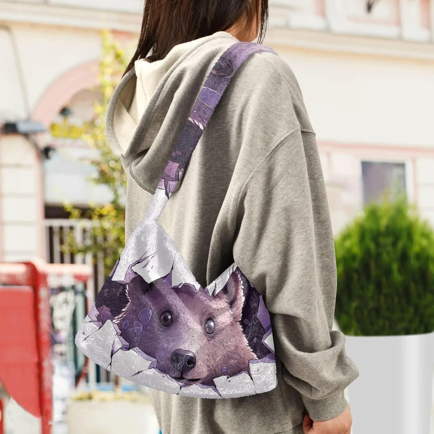 Tig and Reflection Women Plush Shoulder Bag, Womens Shoulder Tote Bag, Handbags for Women Shoulder Bag