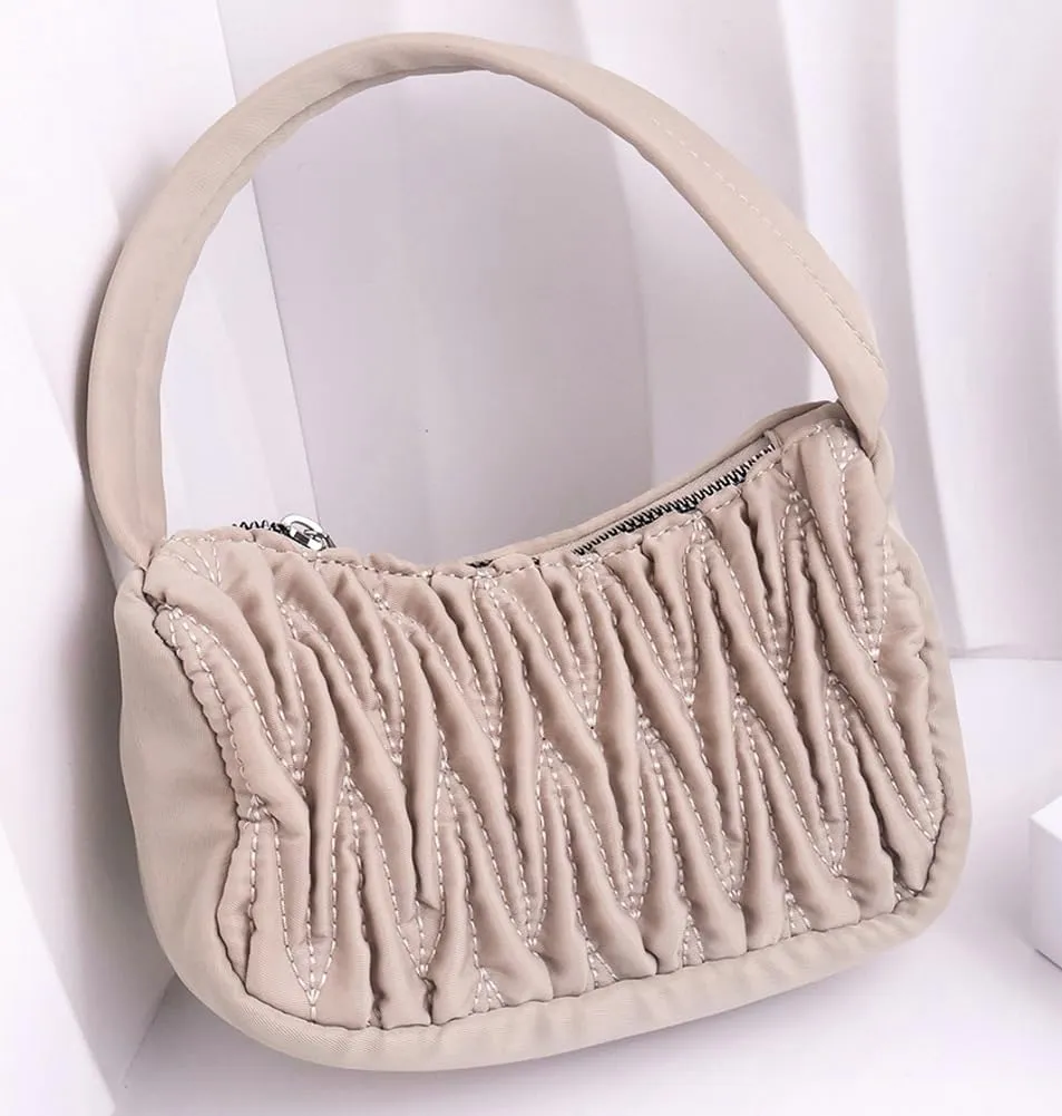 Top Handle Handbag for Women Ruffled Cloud Purse Hobo Bag Small Fashion Shoulder Bag