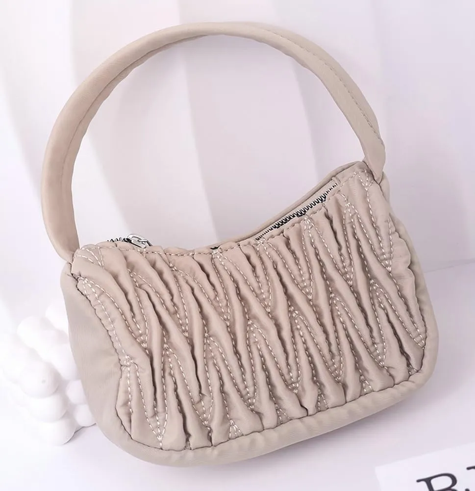 Top Handle Handbag for Women Ruffled Cloud Purse Hobo Bag Small Fashion Shoulder Bag