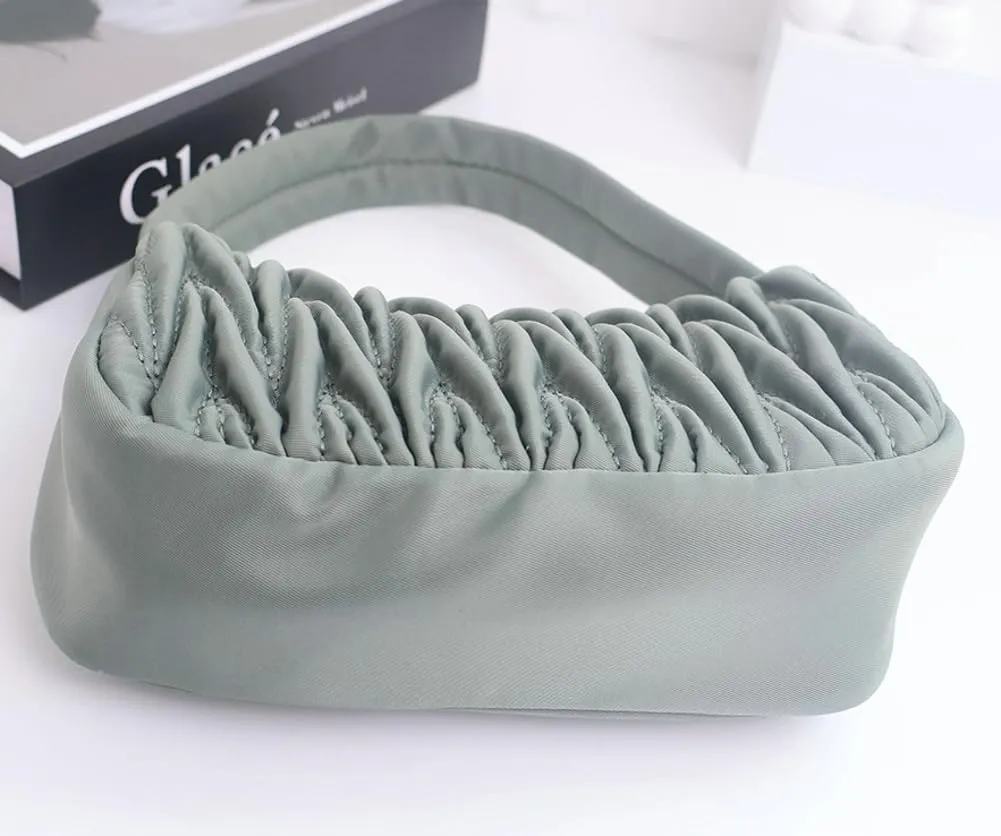 Top Handle Handbag for Women Ruffled Cloud Purse Hobo Bag Small Fashion Shoulder Bag