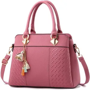 Top-Handle Handbags Purse Satchel for Women Soft PU Leather Crossbody Shoulder Bag with Tassel Pendant