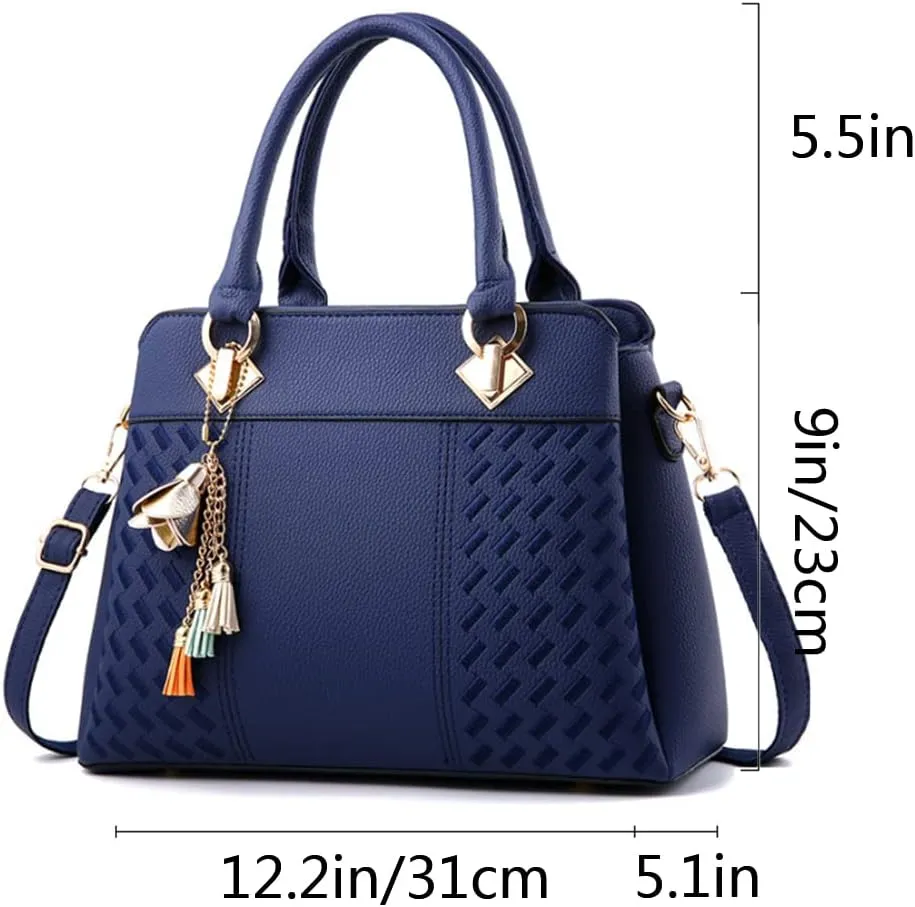 Top-Handle Handbags Purse Satchel for Women Soft PU Leather Crossbody Shoulder Bag with Tassel Pendant