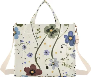 Tote Bag for Women Fairy Tale Floral Print, Corduroy Handbags Purses with Detachable Strap Size Small