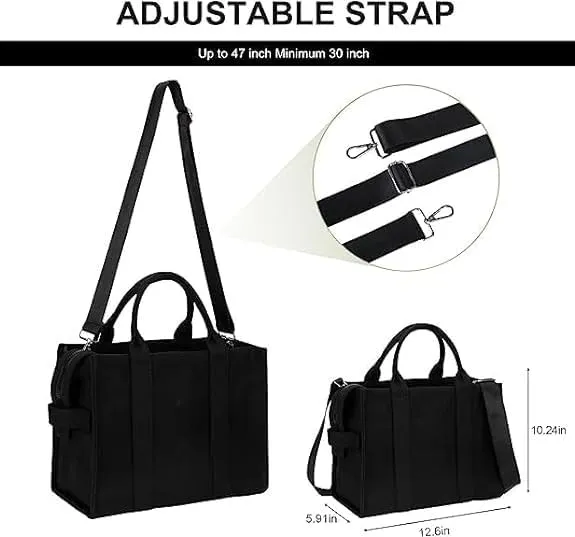 Tote Bag for Women with Zipper, Canvas Tote Bags, Crossbody Tote Bags for Work and Travel