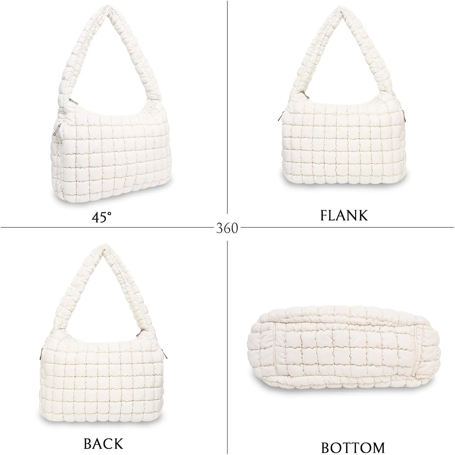 Tote Bag for Women, Women's Quilted Tote Bag with Zipper, Soft and Lightweight Puffer Tote Handbag