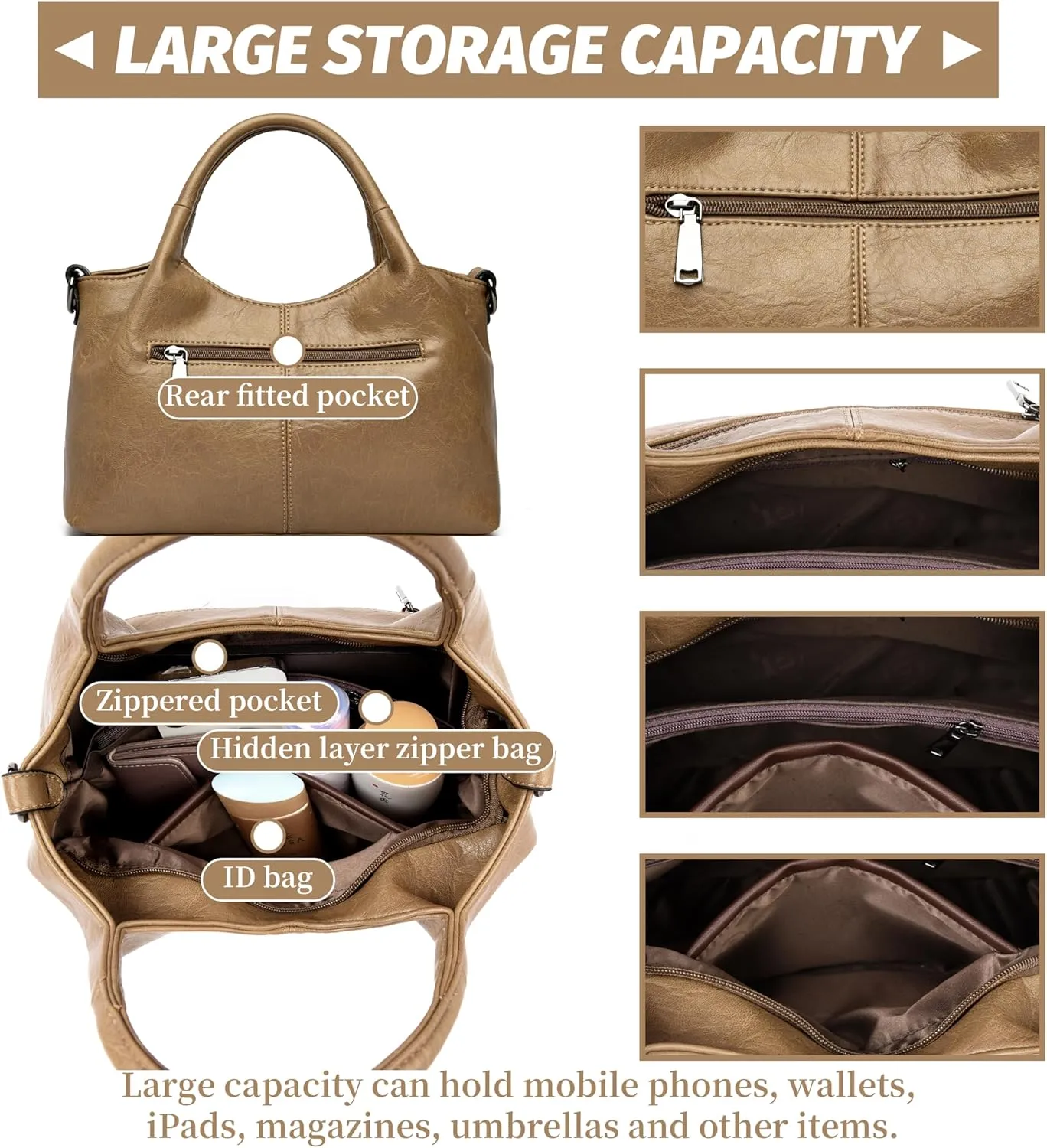 Tote Bag For Women Work Shoulder Crossbody Top Handle Purse with Zipper Handbags With Adjustable Strap