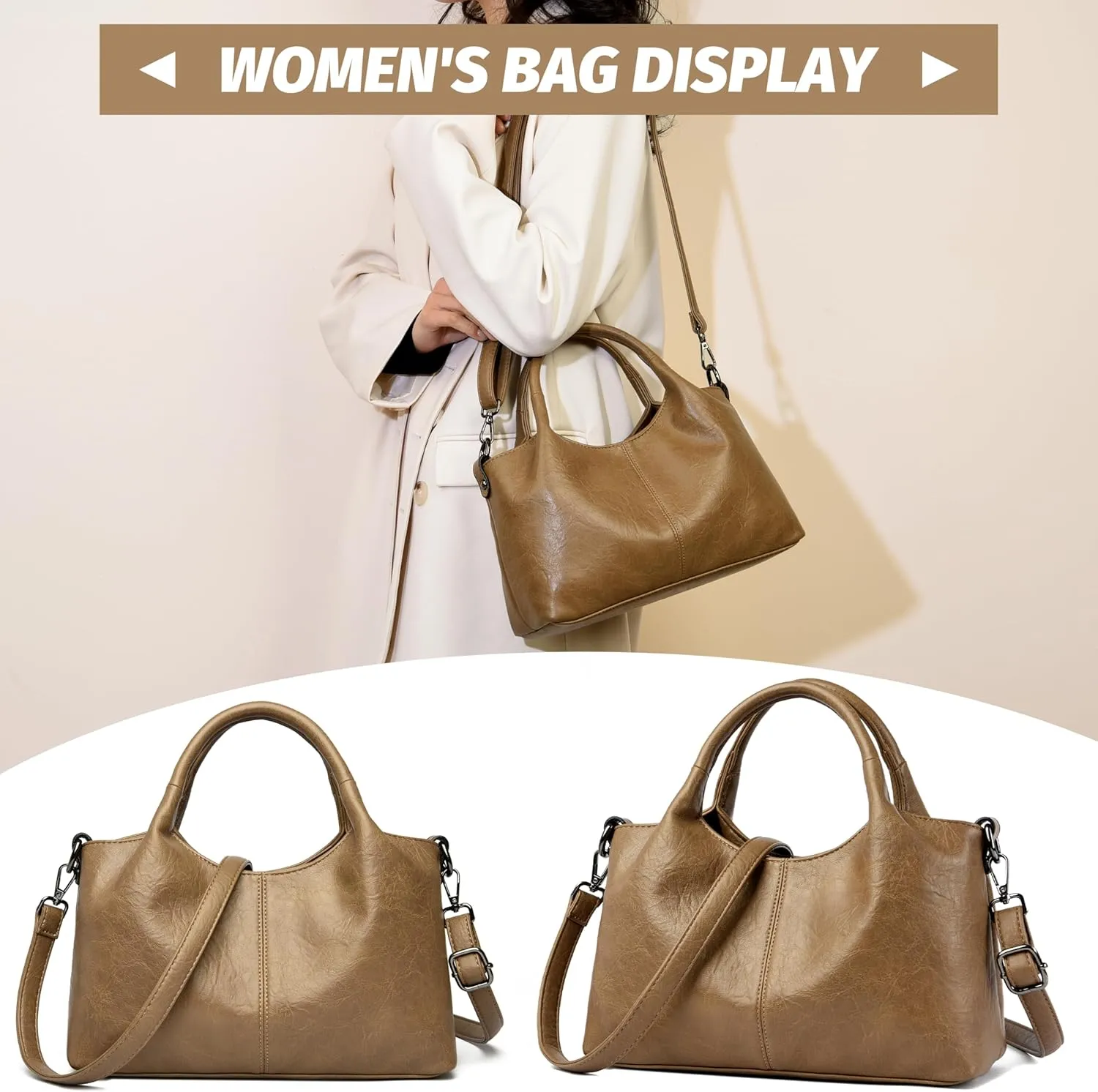 Tote Bag For Women Work Shoulder Crossbody Top Handle Purse with Zipper Handbags With Adjustable Strap
