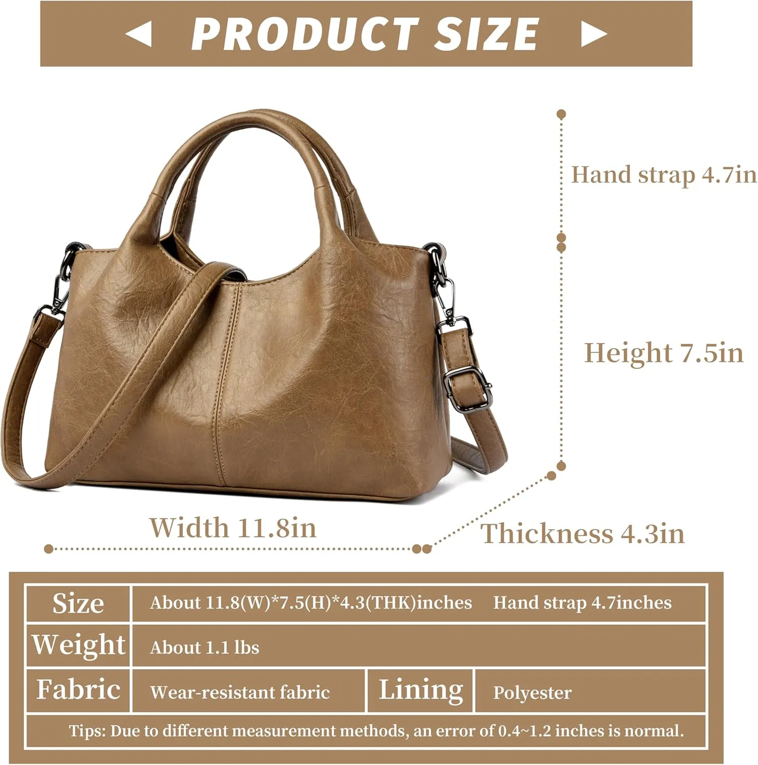 Tote Bag For Women Work Shoulder Crossbody Top Handle Purse with Zipper Handbags With Adjustable Strap