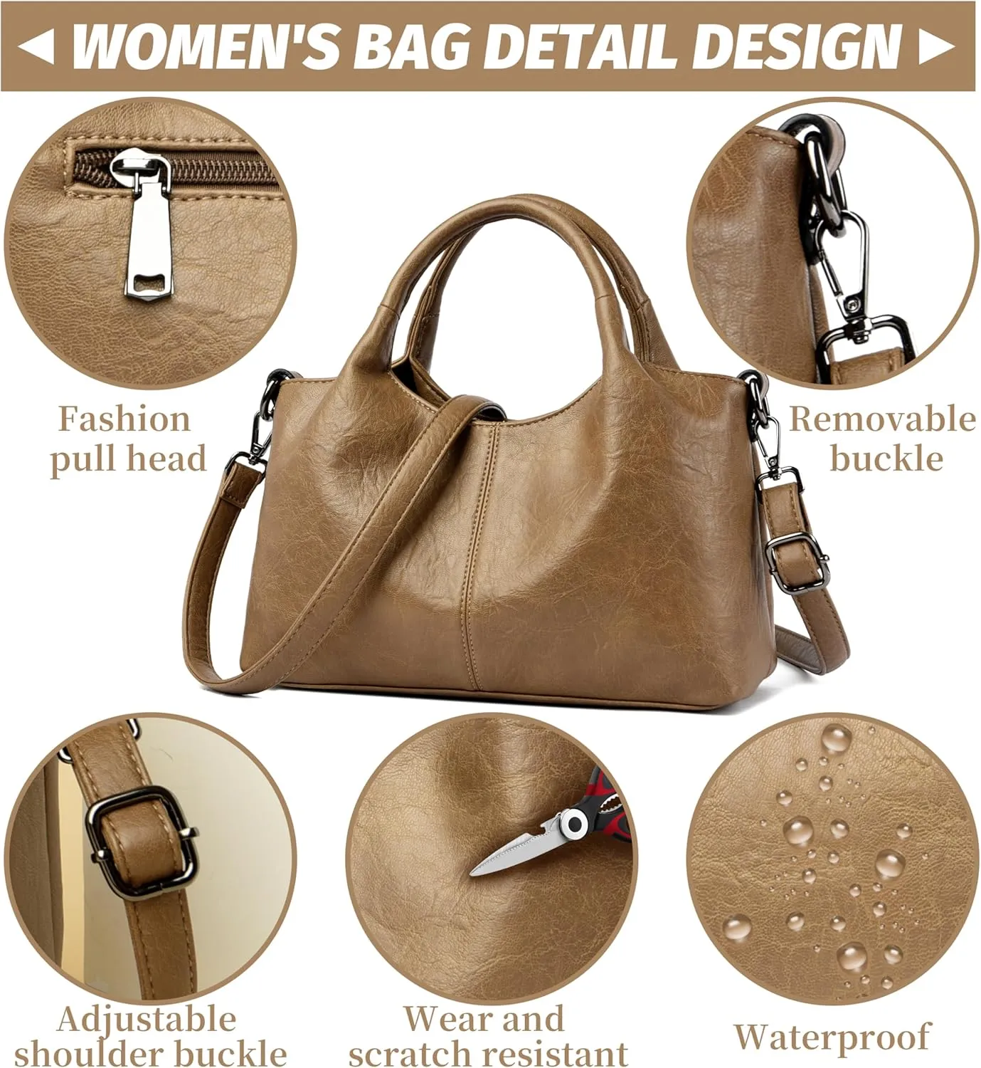 Tote Bag For Women Work Shoulder Crossbody Top Handle Purse with Zipper Handbags With Adjustable Strap