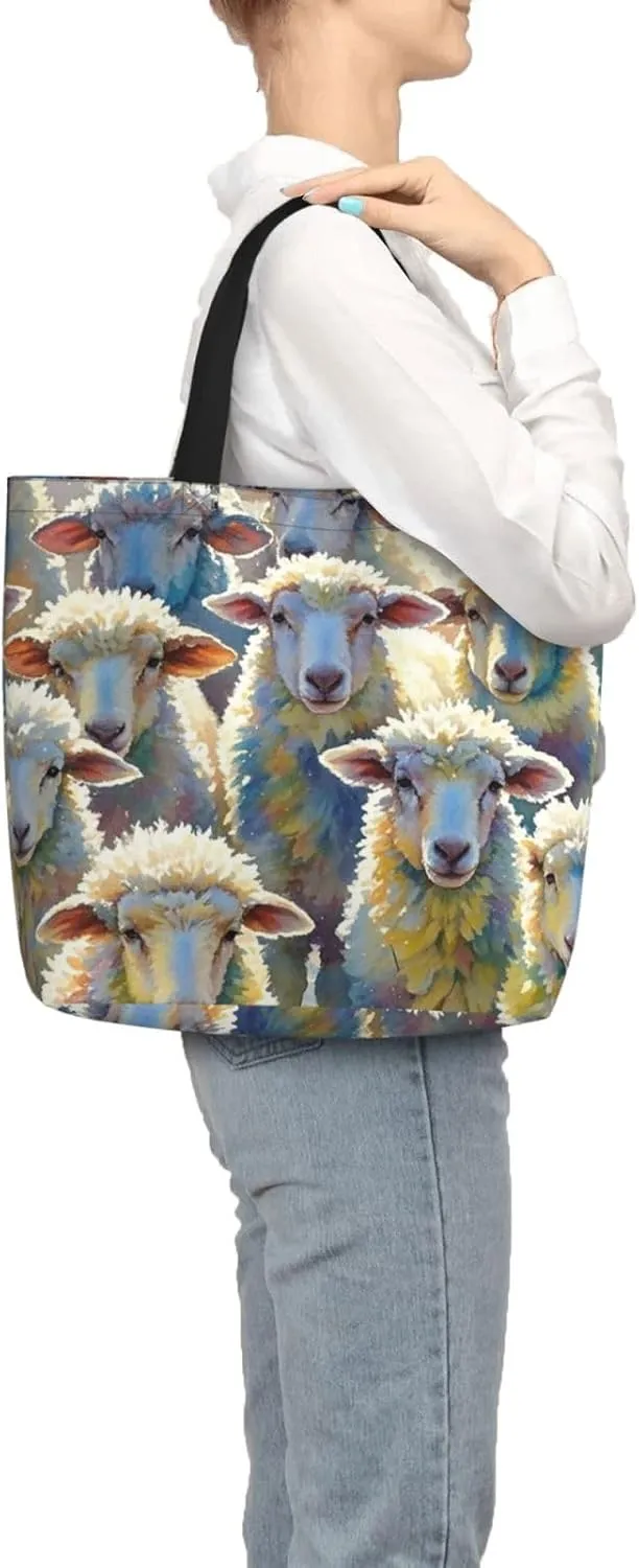 Tote Bag Large Capacity Grocery Bag With Zipper White Tiger Shopping Bag Shoulder Bag for Women