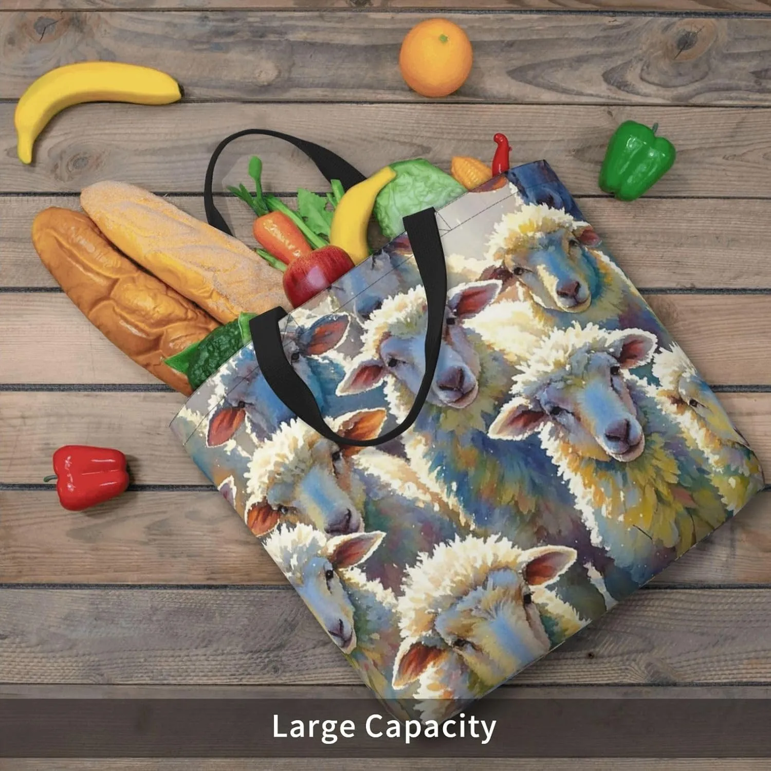 Tote Bag Large Capacity Grocery Bag With Zipper White Tiger Shopping Bag Shoulder Bag for Women