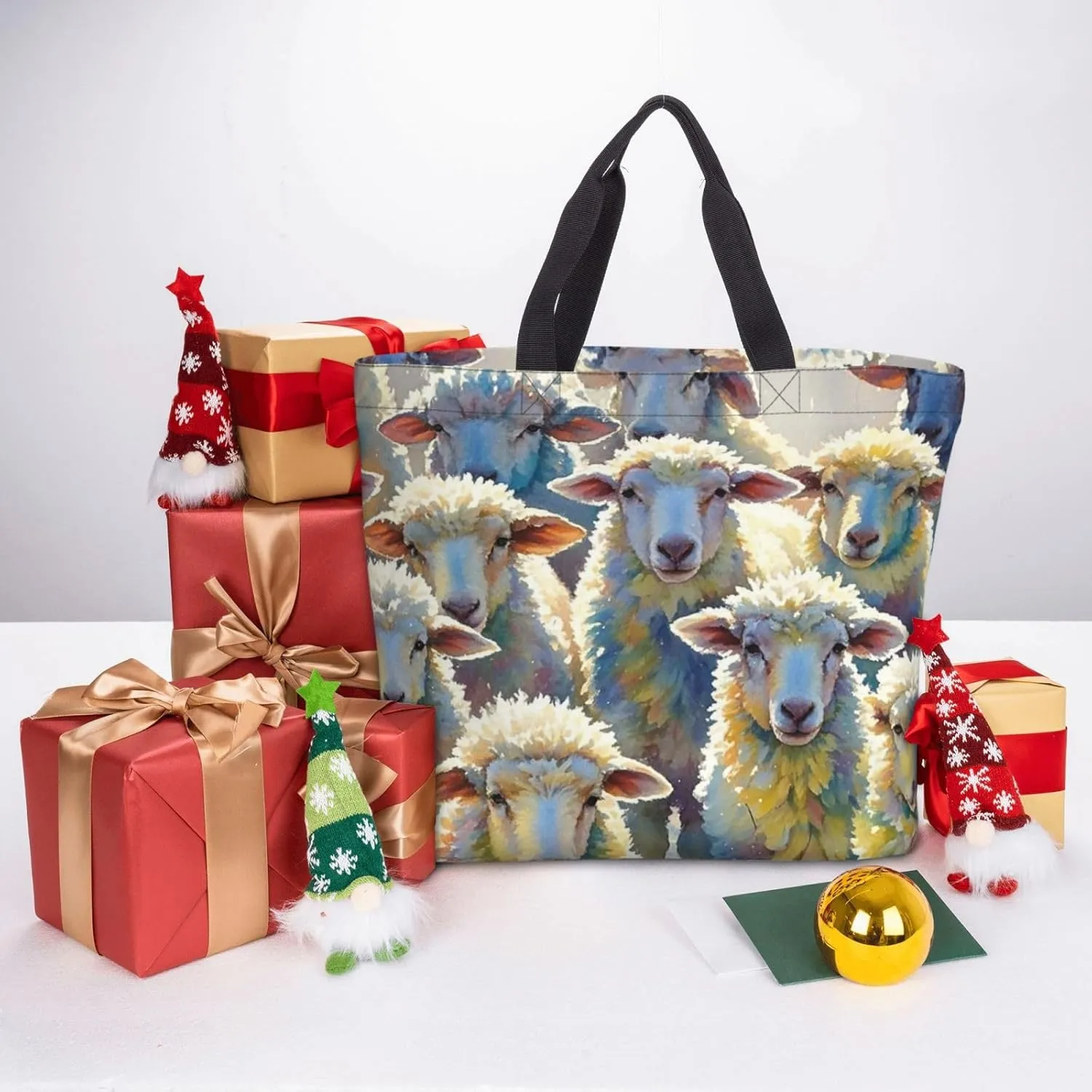 Tote Bag Large Capacity Grocery Bag With Zipper White Tiger Shopping Bag Shoulder Bag for Women