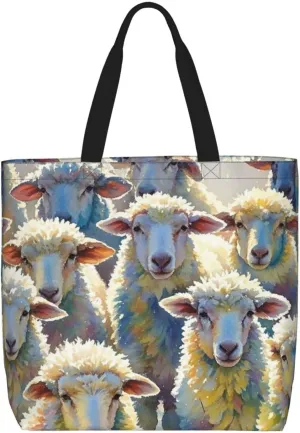 Tote Bag Large Capacity Grocery Bag With Zipper White Tiger Shopping Bag Shoulder Bag for Women