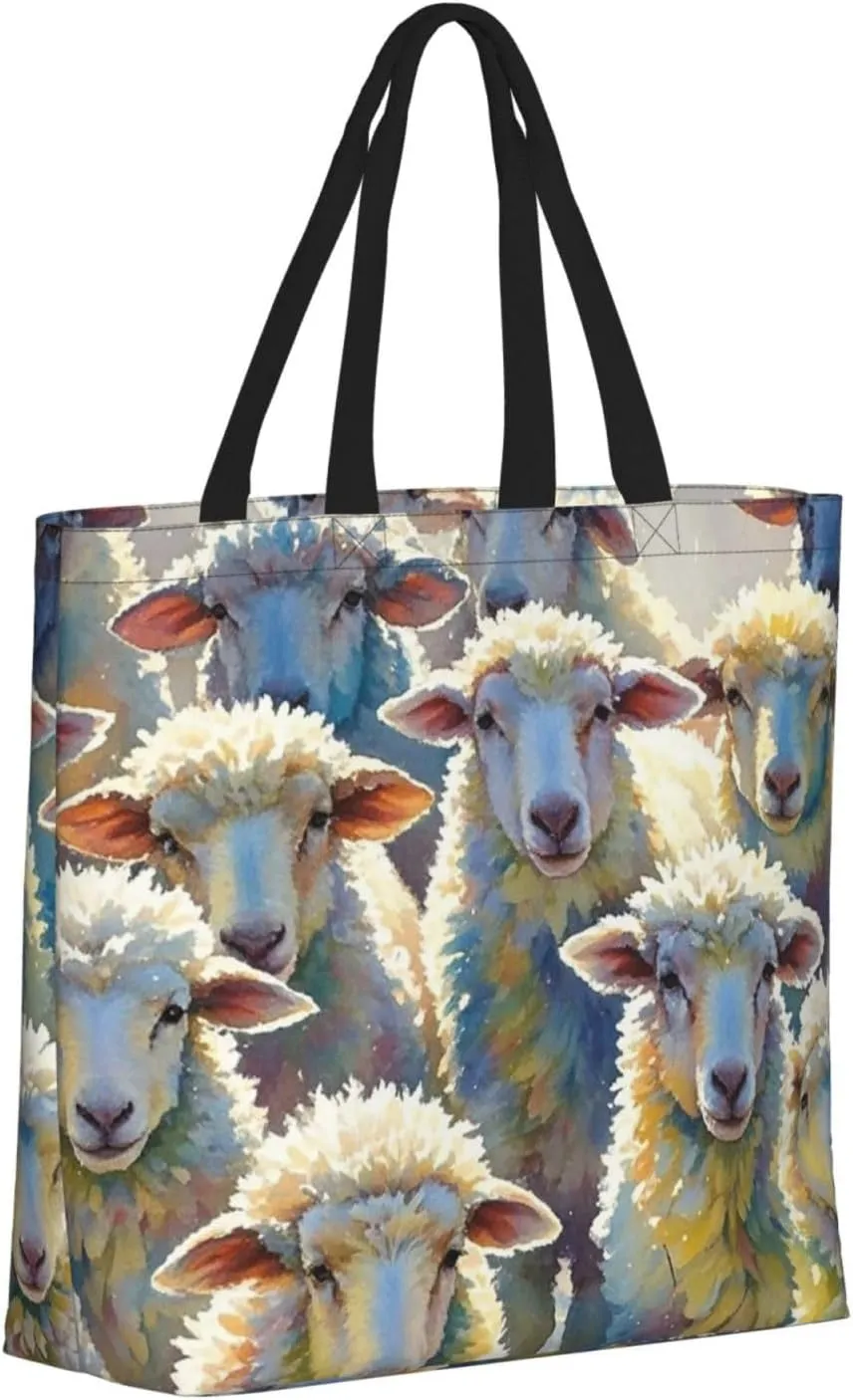 Tote Bag Large Capacity Grocery Bag With Zipper White Tiger Shopping Bag Shoulder Bag for Women