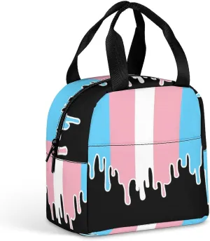 Trans Pride Color Melting Flag LGBT Insulated Meal Tote Bag Portable Lunch Box Container Food Handbags for Men Women