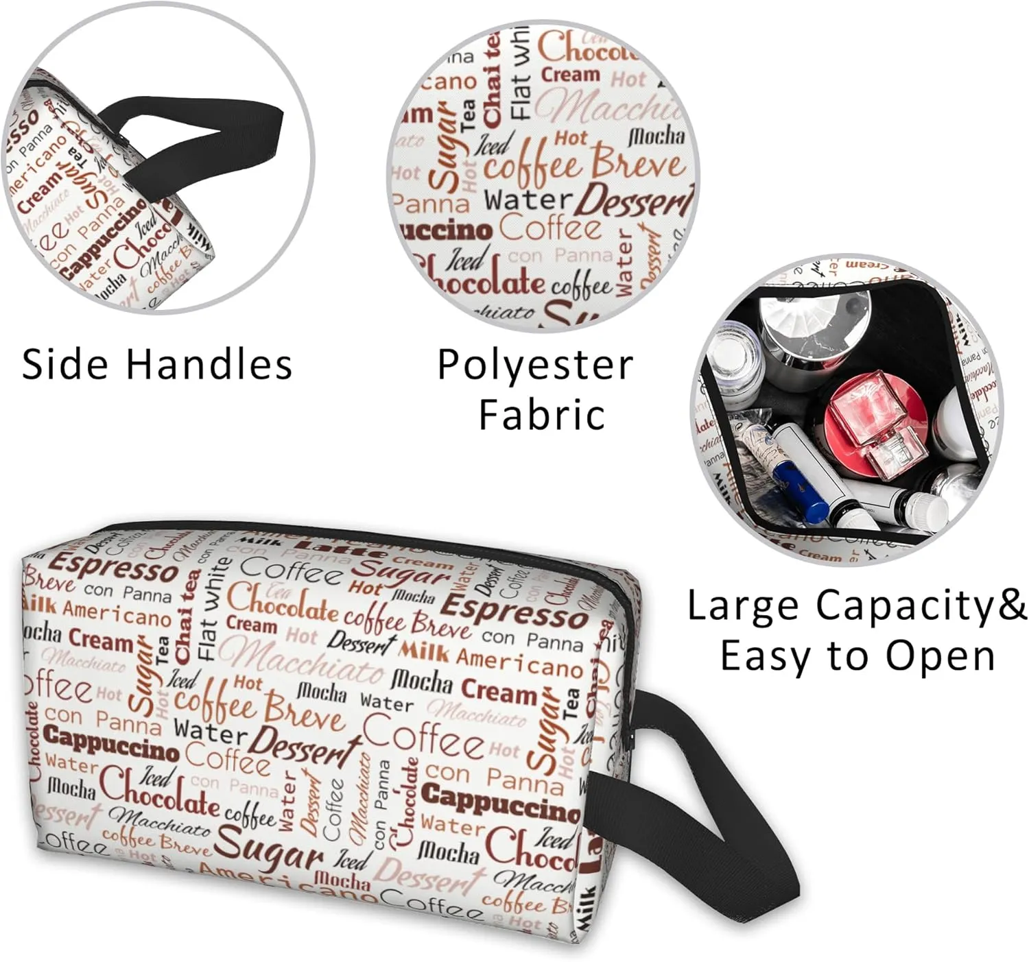 Travel Bag for Toiletries Coffee Travel Toiletry Bag,Large Capacity Portable Travel Cosmetic Bag for Women and Men Daily Storage Pouch