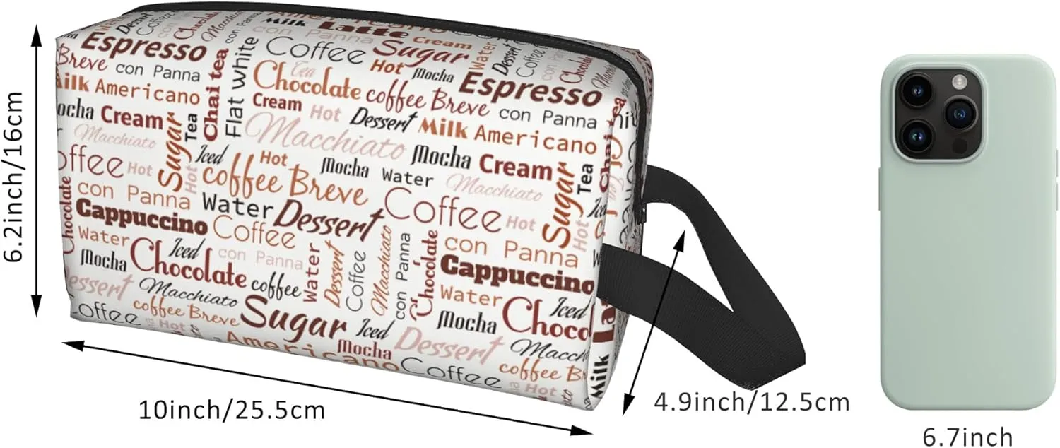 Travel Bag for Toiletries Coffee Travel Toiletry Bag,Large Capacity Portable Travel Cosmetic Bag for Women and Men Daily Storage Pouch