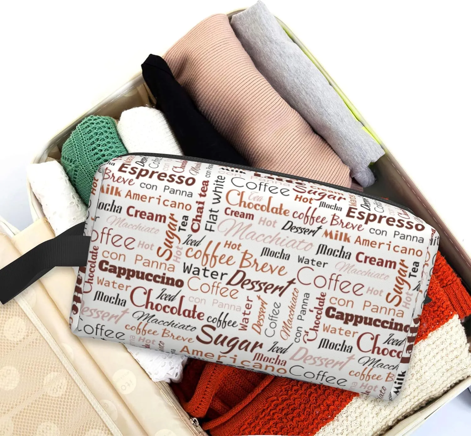 Travel Bag for Toiletries Coffee Travel Toiletry Bag,Large Capacity Portable Travel Cosmetic Bag for Women and Men Daily Storage Pouch