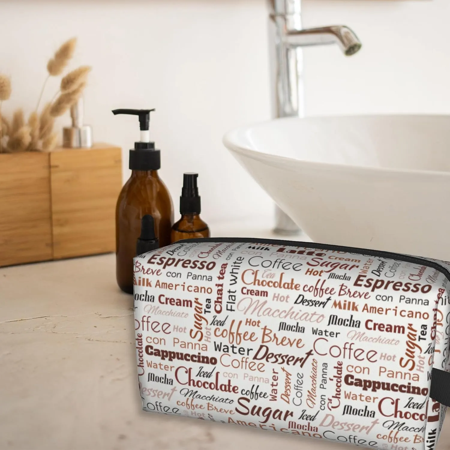 Travel Bag for Toiletries Coffee Travel Toiletry Bag,Large Capacity Portable Travel Cosmetic Bag for Women and Men Daily Storage Pouch